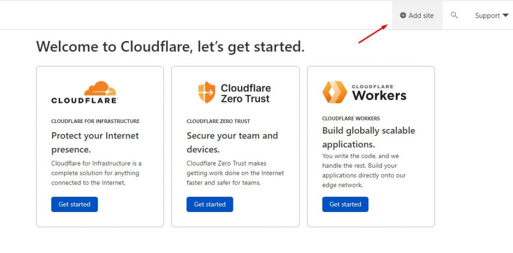 Add site cloudflare
