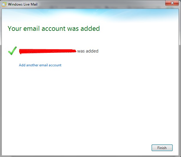 tampilan konfigurasi berhasil di windows live mail